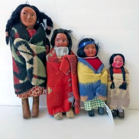 Native Indian Skookum Doll Lot of 4