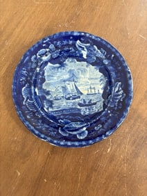 Dark Blue Historical Staffordshire Cowes Harbor Plate