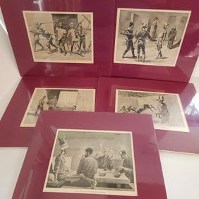 1890 Harper's Weekly Frederic Remington set of 5 Illustrations from Thomas A. Janvier's "The Aztec