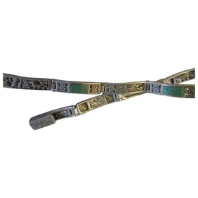 Vintage Mexican sterling Silver and turquoise story telling panel bracelet