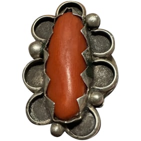 Old Pawn Vintage Native American Navajo Coral & sterling ring