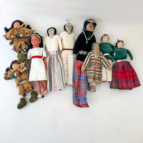 Vintage Native Handmade Doll Lot of 9