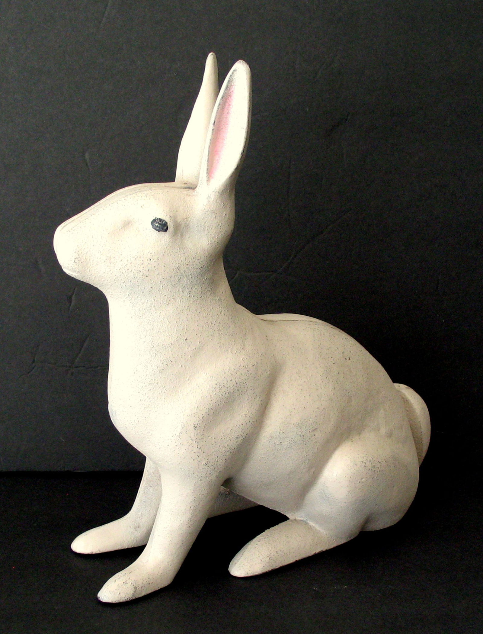 Antique cast iron garden rabbit doorstop.: Title: Antique cast iron garden rabbit doorstop. Date/Period: 1930's Dimension: 11 3/4” high Additional Information: Nice antique cast iron garden rabbit doorstop in old repaint, patina & condit