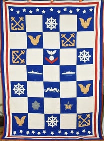 Museum Quality Patriotic WWII Navy Quilt