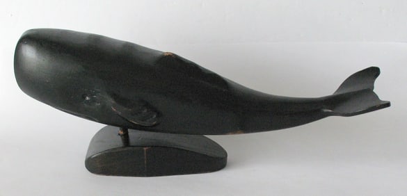 Vintage folk art wood carved Sperm Whale figure.