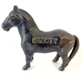 Cast Iron Black Beauty Coin Bank by Arcade circa 1910-1930