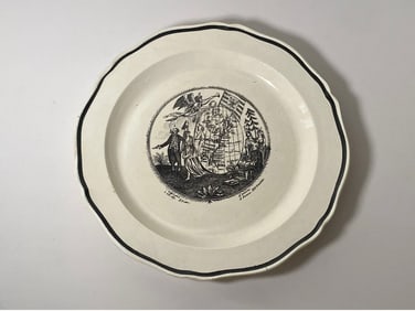 Staffordshire Creamware Liverpool Plate Map Of The East Coast Ca. 1800 Franklin 