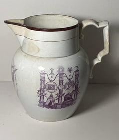Historical Staffordshire Jefferson Eagle And Shield With Masonic Transfer 1820’s