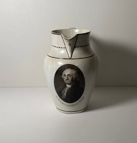 Staffordshire Creamware Herculaneum Pitcher Gilbert Stuart Portrait George Washington 