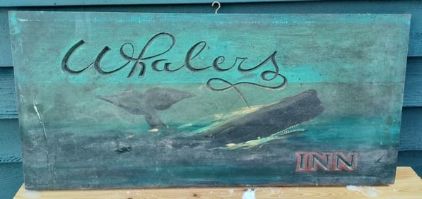 Beautifully painted WHALER INN modern made to look antique Harvest inn 1950