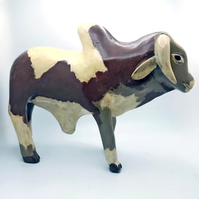 Hand carved Wooden Brahman Bull Cow Figurine