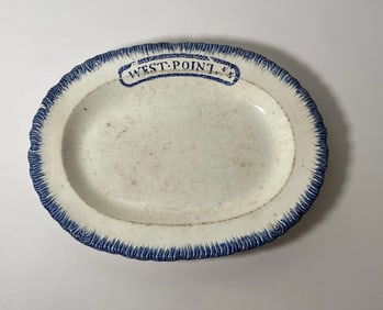 Staffordshire Pearlware Blue Edge Leeds Platter West Point Service Ca. 1820