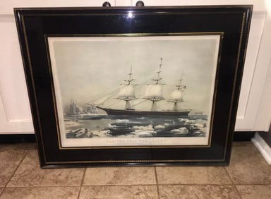Original N. Currier & Ives Print Clipper Ship Red Jacket Large  New/Old 50