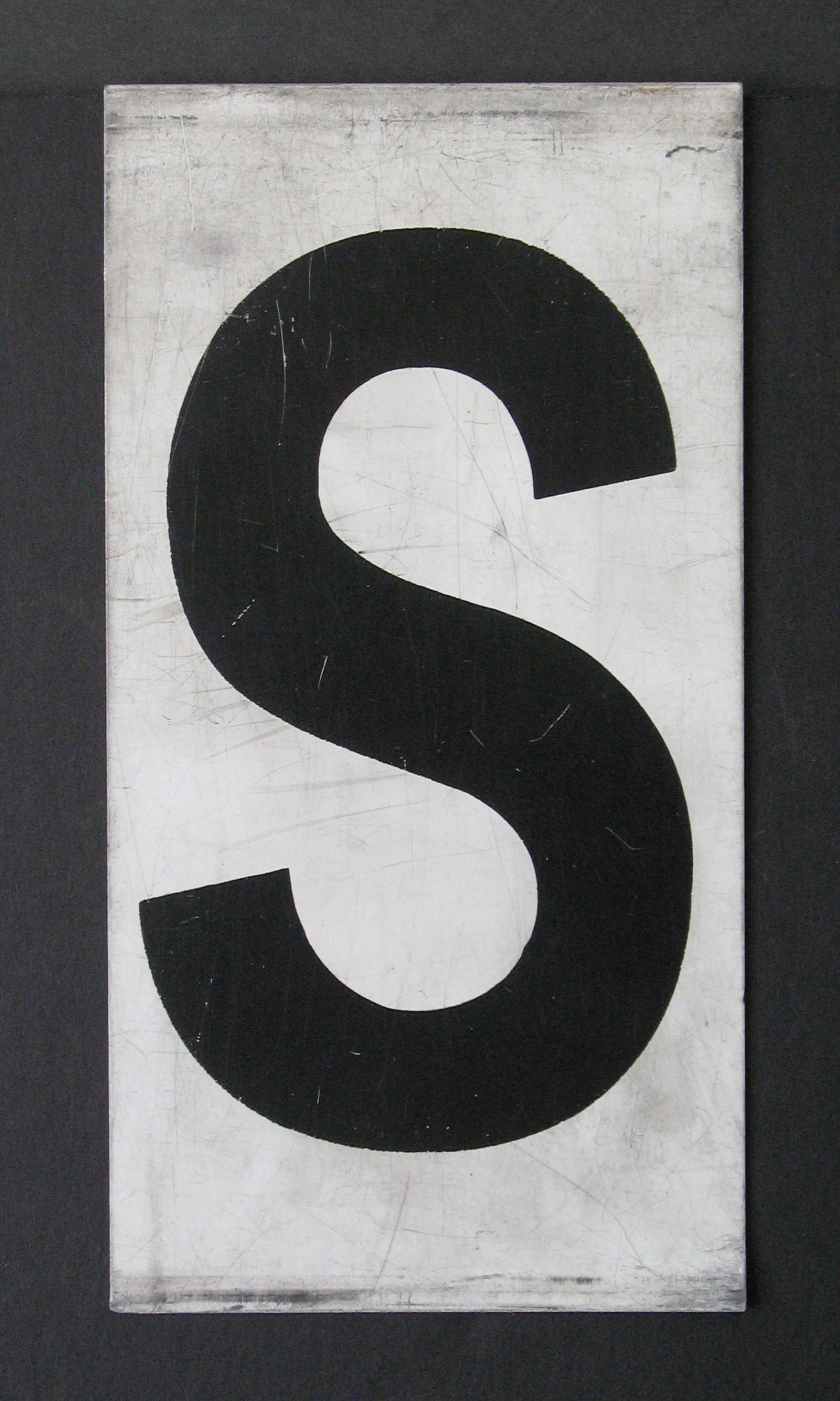 Antique tin movie marque letter “S”: Title: Antique tin movie marque letter “S” Date/Period: 1950's Dimension: 8 3/4” x 5” Additional Information: Nice antique tin movie marque letter “S” in original p
