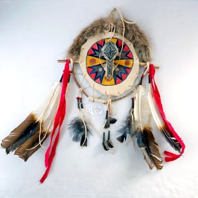 10" Handmade Native American Dream Catcher/Medicine Wheel Possibly the Alabama-Coushatta Tribe of