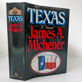 James Michener, Texas. First Edition Hardcover Book in DJ. 1985
