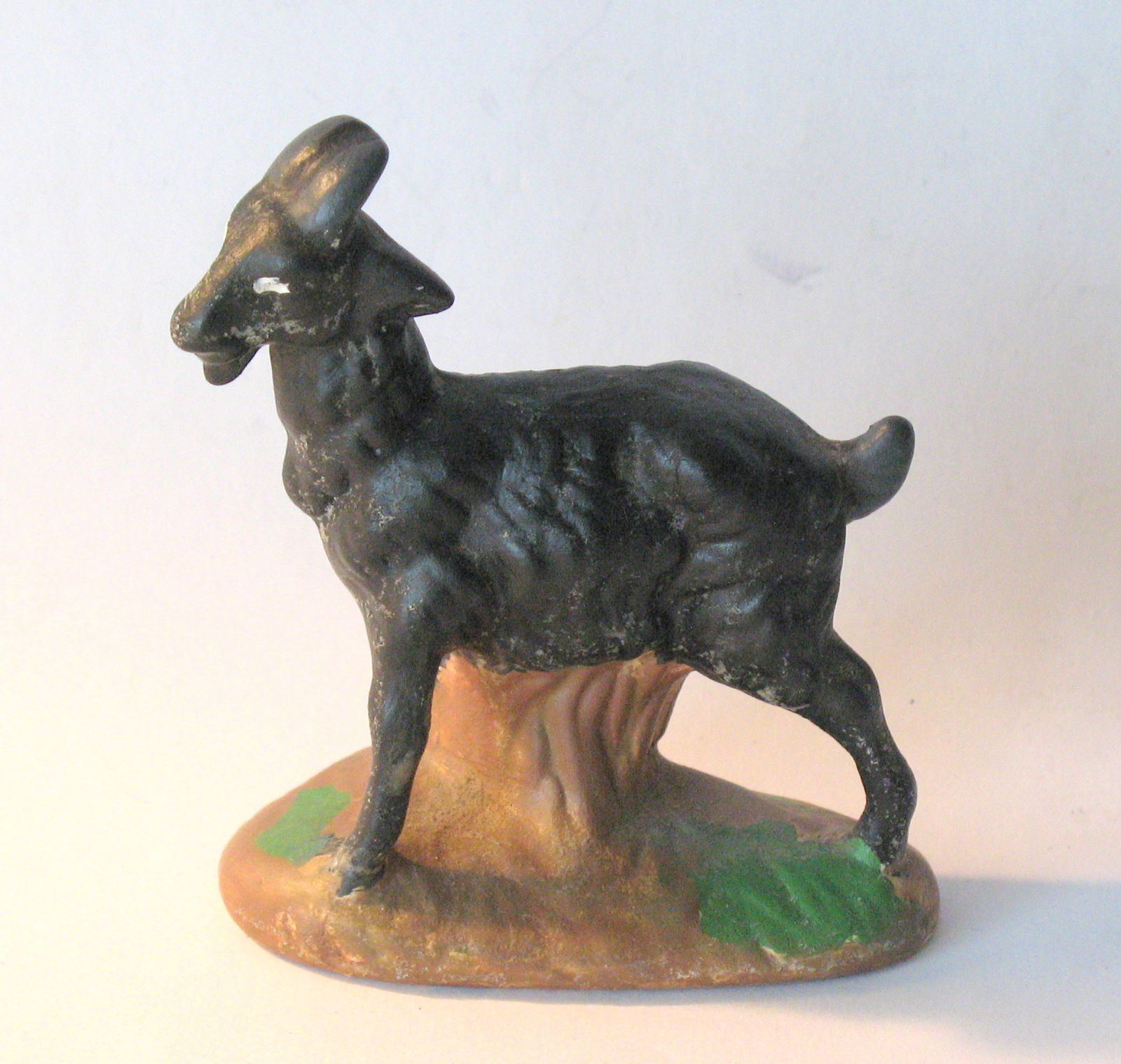 Antique bisque goat figurine.: Title: Antique bisque goat figurine. Date/Period: 1930's Dimension: 3 1/2” x 3” Additional Information: Nice antique bisque goat figurine in great original paint, patina & condition. Shipp