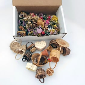 Miniature Dollhouse Handmade Paper Flowers, Planter Boxes and Baskets