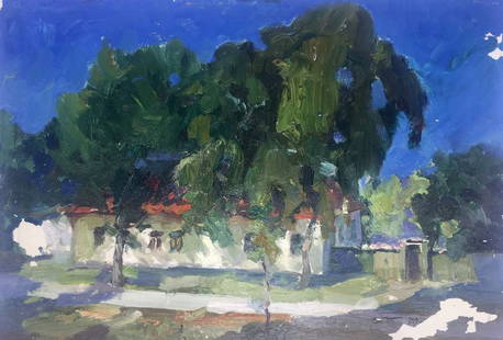 Oil painting House museum Georgy Petrovich Petrov: &#8470;GS 179 *** ABOUT THIS PAINTING *** * TITLE: "House museum" * ARTISTS: Georgy Petrovich Petrov * SIZE: 35x50 cm/'13.77x19.68 inches' * MEDIUM: oil, cardboard * HAND PAINTED: Original painting fr