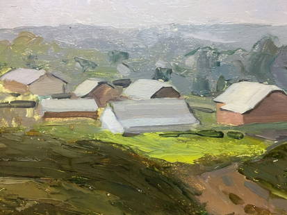 Oil painting Rural landscape Bloshenko Anatoly Mikhailovich: &#8470;1078 *** ABOUT THIS PAINTING *** * TITLE: "Rural landscape" * ARTISTS: Bloshenko Anatoly Mikhailovich * SIZE: 40x50 cm/'15.74x19.68 inches' * MEDIUM: oil, cardboard * HAND PAINTED: Original pai