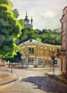 Watercolor painting Andrew's Descent Kryzhanivskyi Viktor Vladimirovich: Bag 71 *** ABOUT THIS PAINTING *** * TITLE: "Andrew's Descent" * ARTISTS: Kryzhanivskyi Viktor Vladimirovich * SIZE: 54x40 cm/'21.25x15.74 inches' * MEDIUM: watercolor, cardboard * HAND PAINTED: Origi