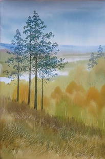 Watercolor painting Forest gave Kalebets Valery: Sav 166 *** ABOUT THIS PAINTING *** * TITLE: "Forest gave" * ARTISTS: Kalebets Valery * SIZE: 45x30 cm/'17.71x11.81 inches' * MEDIUM: watercolor, paper * HAND PAINTED: Original painting from our colle