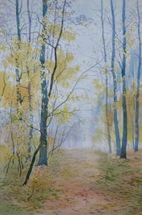 Watercolor painting October days Kalebets Valery: Sav 179 *** ABOUT THIS PAINTING *** * TITLE: "October days" * ARTISTS: Kalebets Valery * SIZE: 49x31 cm/'19.29x12.20 inches' * MEDIUM: watercolor, paper * HAND PAINTED: Original painting from our coll