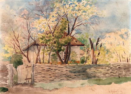 Watercolor painting Native home Tsyupka Ivan Kirillovich: 867 *** ABOUT THIS PAINTING *** * TITLE: "Native home" * ARTISTS: Tsyupka Ivan Kirillovich * SIZE: 29x40 cm/'11.41x15.74 inches' * MEDIUM: watercolor, paper * HAND PAINTED: Original painting from our