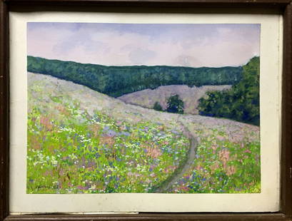Watercolor painting Flower field Ivan Kirillovich Tsyupka: 1096 *** ABOUT THIS PAINTING *** * TITLE: "Flower field" * ARTISTS: Ivan Kirillovich Tsyupka * SIZE: 28x37 cm/'11.02x14.56 inches' * MEDIUM: watercolor, cardboard * HAND PAINTED: Original painting fro