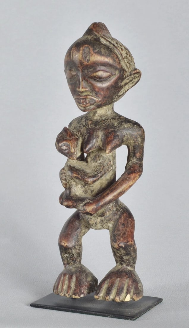 Cute Mbala maternity sculpture female african figure wooden Congo (1 of 12)