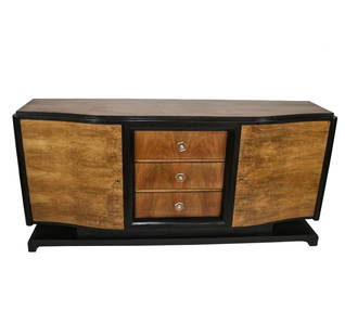 FRENCH ART DECO CUBIST MODERNIST SIDEBOARD DOMINIQUE ADNET: Large sideboard made in the 1930's in France , this type of sideboard was quite fashionable in France around this period .I looked for reference on line and in books about this sideboard and I think