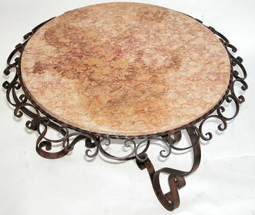 FRENCH ART DECO SIDE TABLE ROUGH IRON POILERAT: Made in the early 1940's in France this piece has base motive which is reminding of POILERAT .Those are perfect next to a club chair or as occasional table The detailing is indicative of a good