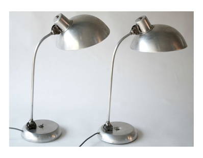 BAUHAUS INDUSTRIAL PAIR OF DESK LAMP CHRISTIAN DELL KAISER: Made in the 1940's or 1950's those were originally designed in Germany as an workshop task lamp. Christian Dell was a designer for Rondella and Blunt in the 1920's and went in the 1930's to work with
