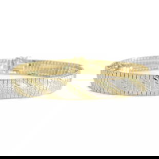Estate Italian Two-Tone Omega Bracelet 14K Yellow White Gold, 14.53 Grams: Estate Italian Two-Tone Omega Bracelet 14K Yellow White Gold, 14.53 Grams This is a beautiful and unique bracelet. Please let us know if you have any questions. Metal: 14K yellow and white gold Weight
