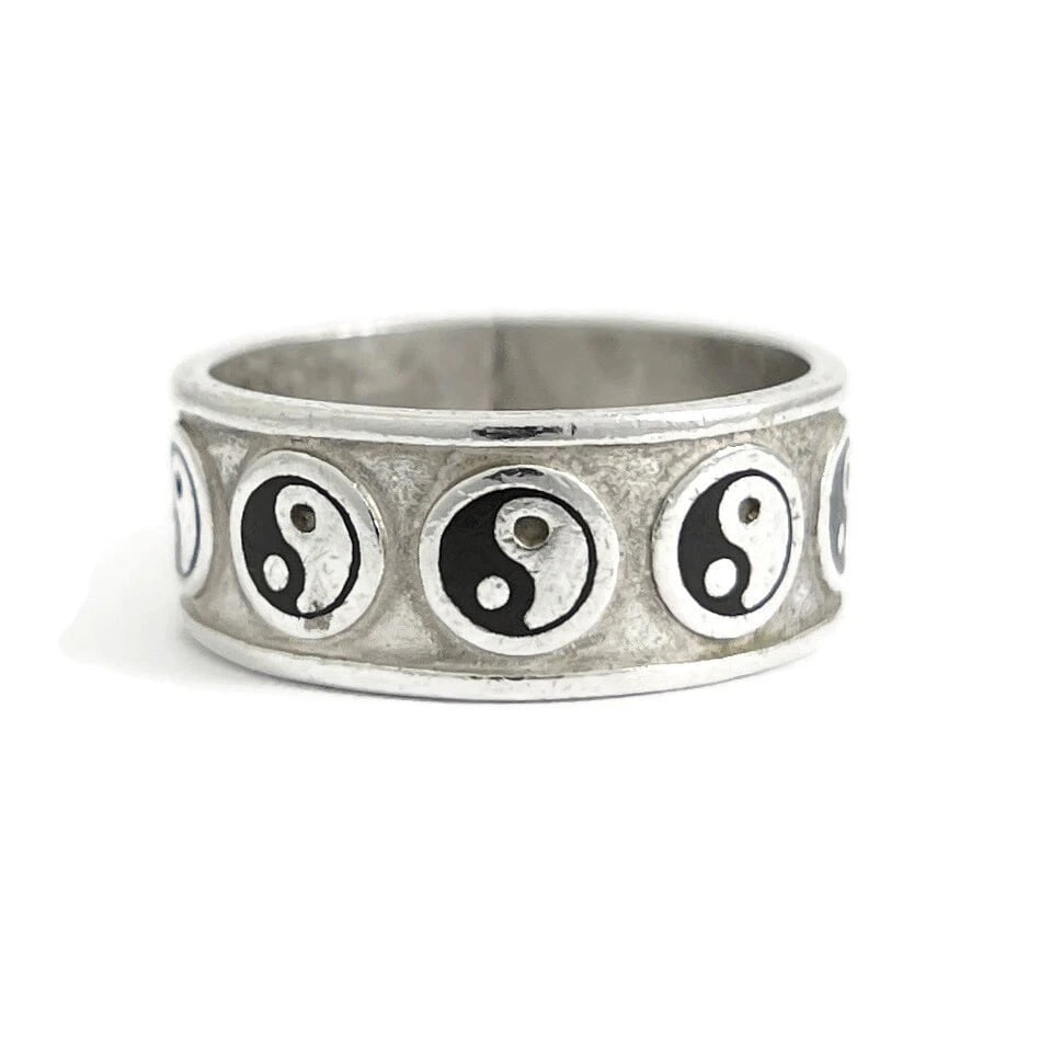 Men's Yin and Yang Eternity Ring Band 925 Sterling Silver, Size 11, 8.21 Grams (1 of 6)