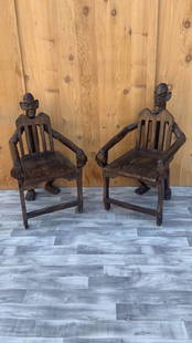 Antique African Figural Carved Armchairs - Set of 2: Vintage from before 2000 Antique African Figural Carved Armchairs - Set of 2These amazing antique African figural carved