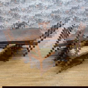 Vintage American Hardwood Dining Table and Chairs - Set of 5: Vintage from before 2000Overall width: 60 inchesOverall height: 28 inchesOverall depth: 45 inchesVintage American Hardwood