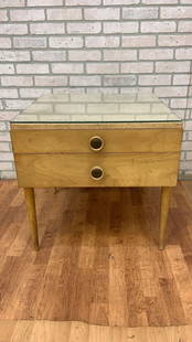 Mid Century Modern Paul Frankl for Johnson Furniture Cork Top Two Drawer End Table Nightstand: Vintage from before 2000 Depth: 24 inches Height: 23 inches Width: 24 inches Mid Century Modern Paul Frankl for Johnson Furniture Cork Top Two Drawer End Table NightstandThis amazing cork top nightsta