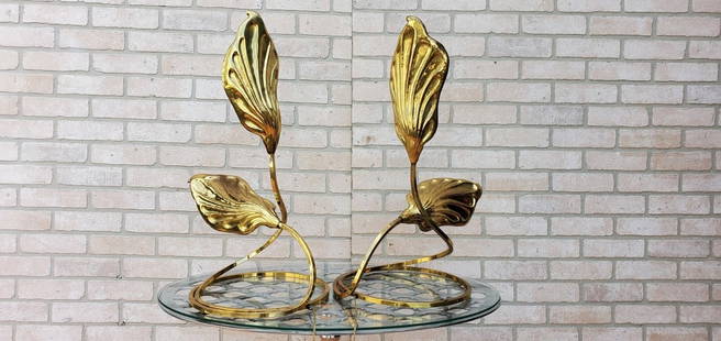 Mid Century Modern Italian Brass Double Leaf Desk Lamp by Carlo Giorgi & Tommaso Barbi: Vintage from before 2000 Materials: Metal Vintage Mid Century Modern Italian Brass Double Leaf Desk Lamp by Carlo Giorgi & Tommaso Barbi for Bottega Gadda - Pair Tommaso Barbi and Carlo Giorgi brass d