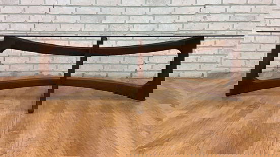 Mid Century Modern Adrian Pearsall Bowtie Walnut and Glass Top Coffee Table: Vintage from the 1960s Materials: glass, Walnut, wood Width: 50.5 inches Height: 15.5 inches Depth: 20.5 inches Mid Century Modern Adrian Pearsall Style Bowtie Walnut and Glass Top Coffee Table This i