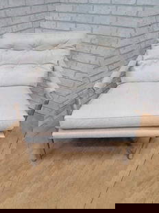 Mid Century Modern Milo Baughman for CY Mann Styled Chrome Flat Bar Chair Newly Upholstered: Vintage from before 2000 Mid Century Modern Milo Baughman for CY Mann Styled Chrome Flat Bar Chair Newly Upholstered in High End Grey Mohair Circa Mid 20th Century Dimensions H 31"W 30"D 32" Arm H 19"