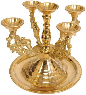 7" Five-Wick Yali Lamps in Brass | Handmade | Made in India: Title: 7" Five-Wick Yali Lamps in Brass | Handmade | Made in India Description: Brass statue Height: 7 inch Width: 7.8 inch Depth: 7.8 inch Weight: 1.74 kg Additional Information: The Varna Sutra defi