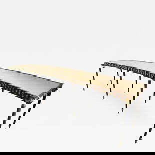 Maison Jansen Monumental Concave Steel and Bronze Console or Sideboard: Title: Maison Jansen Monumental Concave Steel and Bronze Console or Sideboard Description: Maison Jansen Monumental Concave steel and bronze console / sideboard table. This stunning one of a kind conc