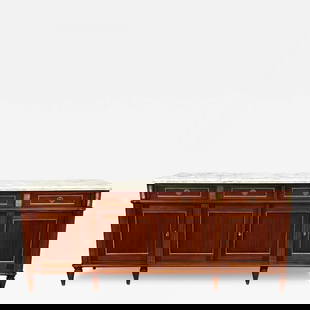 Louis XVI Hollywood Regency Style Bronze Mounted Mahogany Sideboard / Credenza: Title: Louis XVI Hollywood Regency Style Bronze Mounted Mahogany Sideboard / Credenza Description: Louis XVI Hollywood Regency Style Bronze Mounted Mahogany Sideboard / Credenza A simply stunning pala