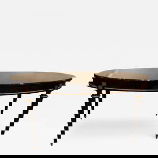 Louis XVI Jansen Style Center or Dining Table Black Lacquer Steinway Finish: Title: Louis XVI Jansen Style Center or Dining Table Black Lacquer Steinway Finish Description: Louis XVI Jansen style center or dining table in a black lacquer Steinway piano finish. Part of our exte