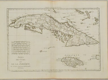 1787 Bonne Map of Cuba and Jamaica -- Isles de Cuba et de la Jamaique