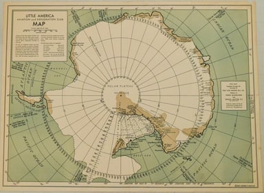 1933 Noville Map of Antarctica and Admiral Byrd's Little America -- Little America Aviation and
