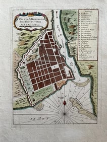 1764 Map of Santo Domingo by Nicolas J. Bellin, Colonial-Era View of the Oldest European City in the