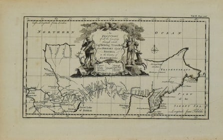 1744 Bowen Map of Siberia -- An Exact Chart of All the Countries through which Capt. Behring