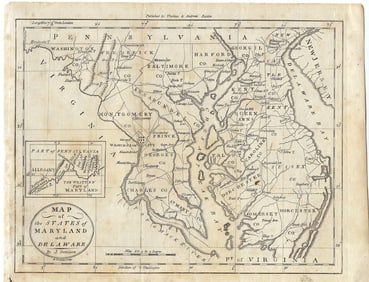 1797 Morse Map of Maryland and Delaware -- Map of the States of Maryland and Delaware